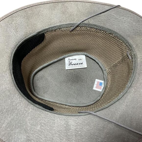 Monterey Bay Breeze Hat Mens L Gray Suede Mesh Breeze Mesh Sun Outback Style - Picture 6 of 9